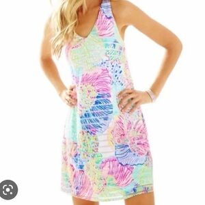 Lilly Pulitzer Montego v-neck Dress Roar of the Seas seashell pattern medium